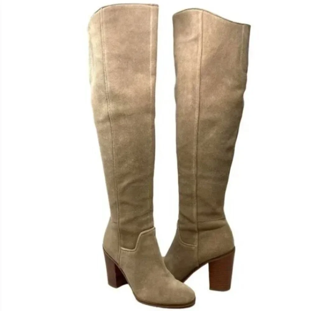 Franco Sarto Suede Over the Knee Zip Boots - Size 7.5